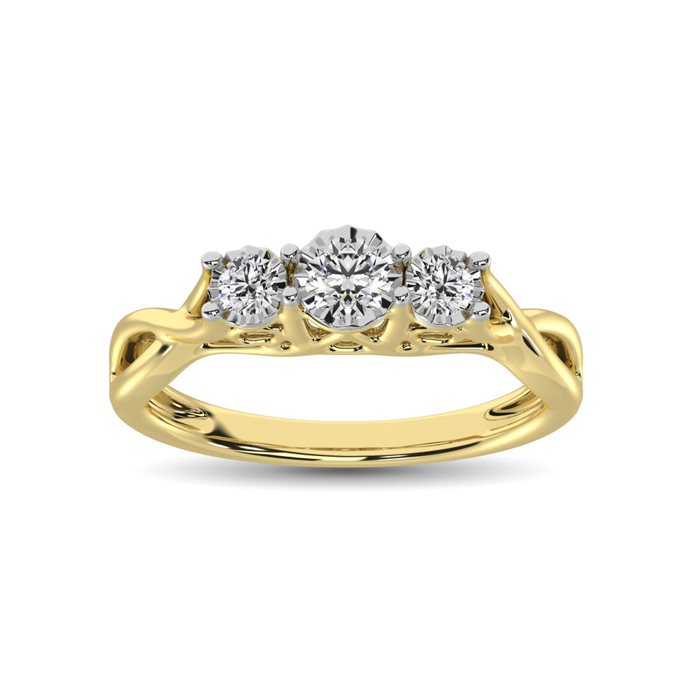 10K Yellow Gold 1/5 Ct.Tw. Diamond Three Stone Ring- Sparkle & Jade-SparkleAndJade.com 61874Y