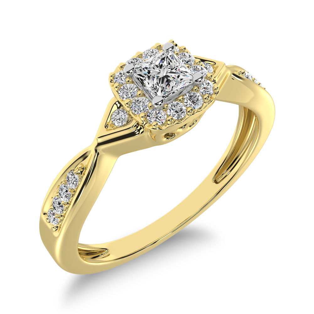 10K Yellow Gold Princess Cut Diamond 1/5 Ct.Tw. Engagement Ring- Sparkle & Jade-SparkleAndJade.com 61006Y-E