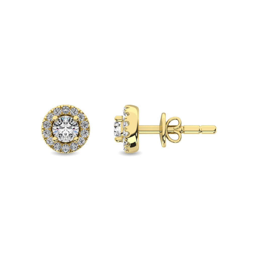 10K Yellow or White Gold Diamond 1/3 ct tw Round Cut Halo Earrings- Sparkle & Jade-SparkleAndJade.com 