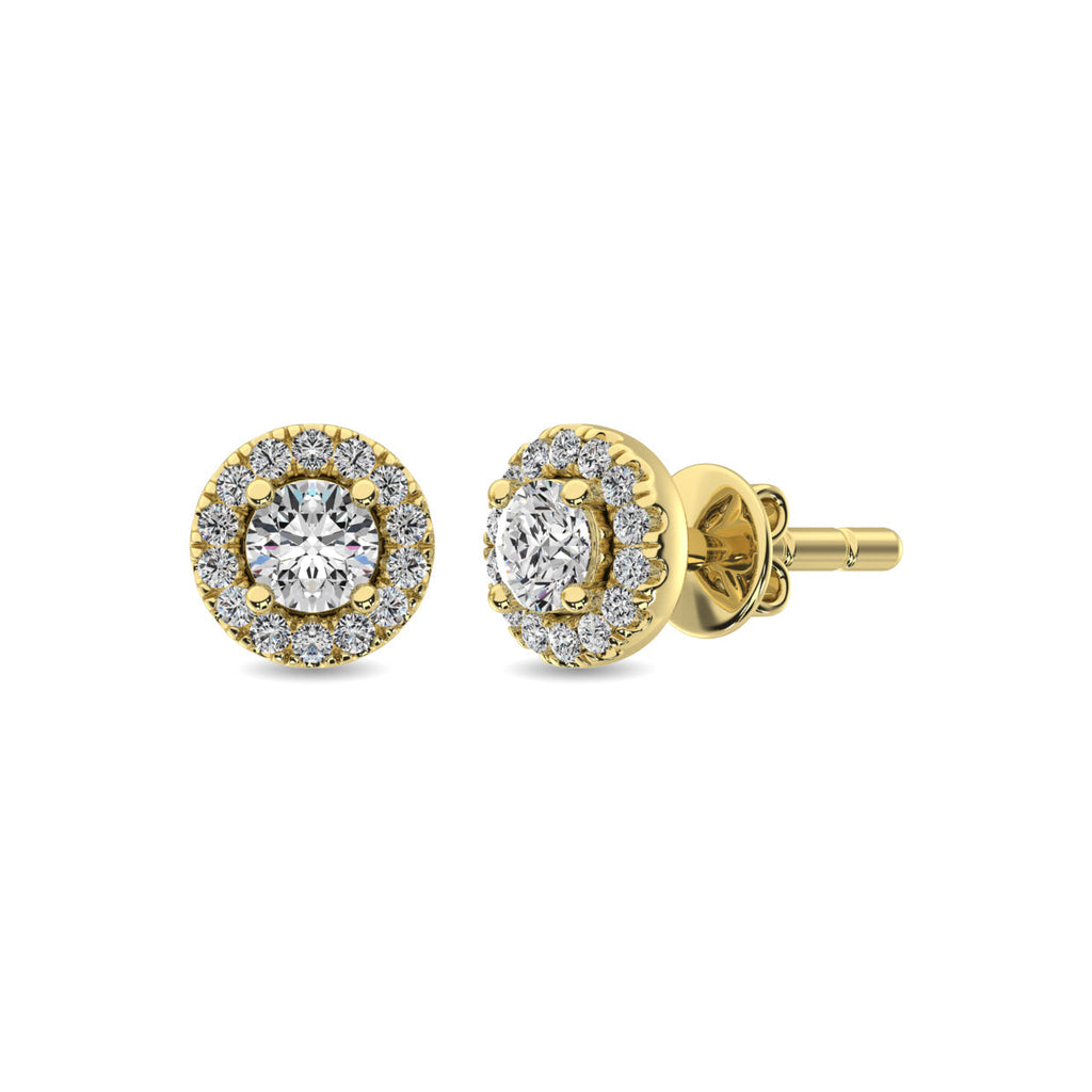 10K Yellow or White Gold Diamond 1/3 CTW Round Cut Halo Earrings- Sparkle & Jade-SparkleAndJade.com 63160Y