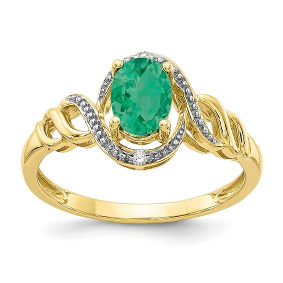 10k White or Yellow Gold Genuine Oval Gemstone & Diamond Rings- Sparkle & Jade-SparkleAndJade.com 10XB302