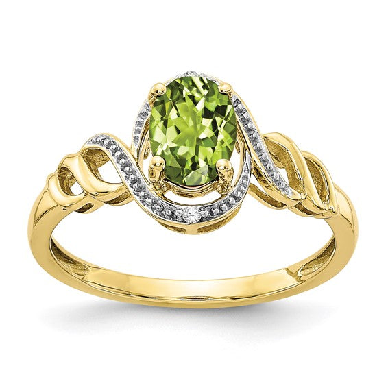 10k White or Yellow Gold Genuine Oval Gemstone & Diamond Rings- Sparkle & Jade-SparkleAndJade.com 10XB305