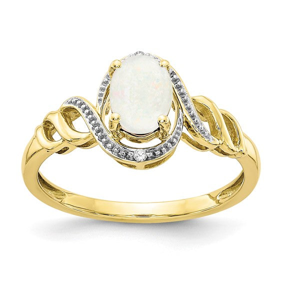 10k White or Yellow Gold Genuine Oval Gemstone & Diamond Rings- Sparkle & Jade-SparkleAndJade.com 10XB307