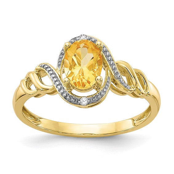 10k White or Yellow Gold Genuine Oval Gemstone & Diamond Rings- Sparkle & Jade-SparkleAndJade.com 10XB308