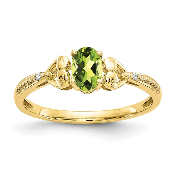 10k Gold Genuine Oval Gemstone Diamond Accented Hearts Rings- Sparkle & Jade-SparkleAndJade.com 10XB281