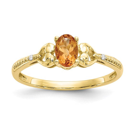 10k Gold Genuine Oval Gemstone Diamond Accented Hearts Rings- Sparkle & Jade-SparkleAndJade.com 10XB284