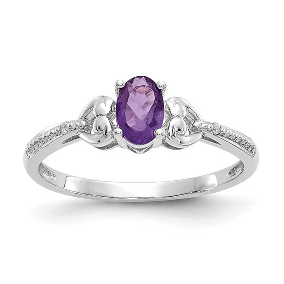 10k Gold Genuine Oval Gemstone Diamond Accented Hearts Rings- Sparkle & Jade-SparkleAndJade.com 10XB287