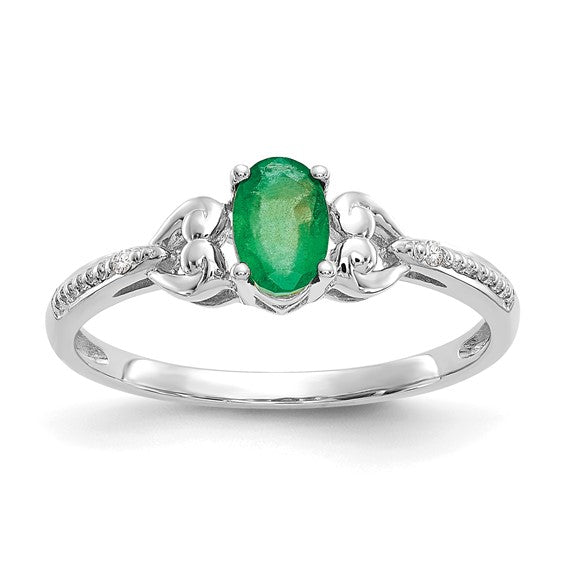 10k Gold Genuine Oval Gemstone Diamond Accented Hearts Rings- Sparkle & Jade-SparkleAndJade.com 10XB290