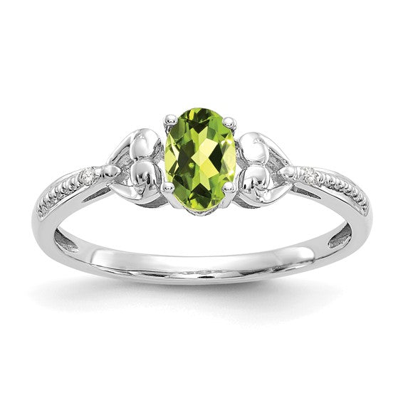10k Gold Genuine Oval Gemstone Diamond Accented Hearts Rings- Sparkle & Jade-SparkleAndJade.com 10XB293