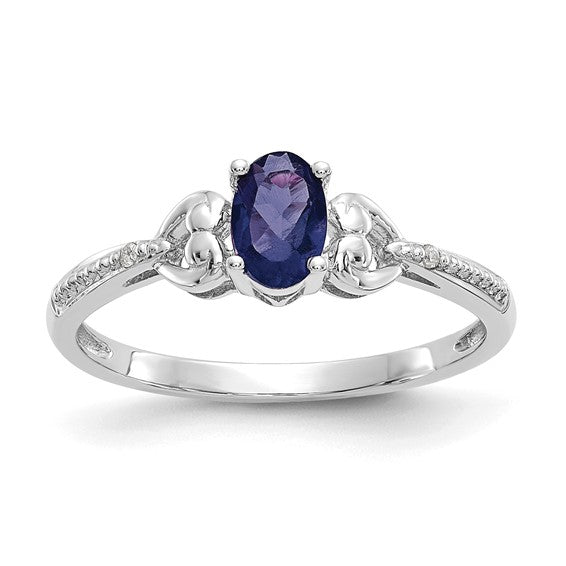 10k Gold Genuine Oval Gemstone Diamond Accented Hearts Rings- Sparkle & Jade-SparkleAndJade.com 10XB294