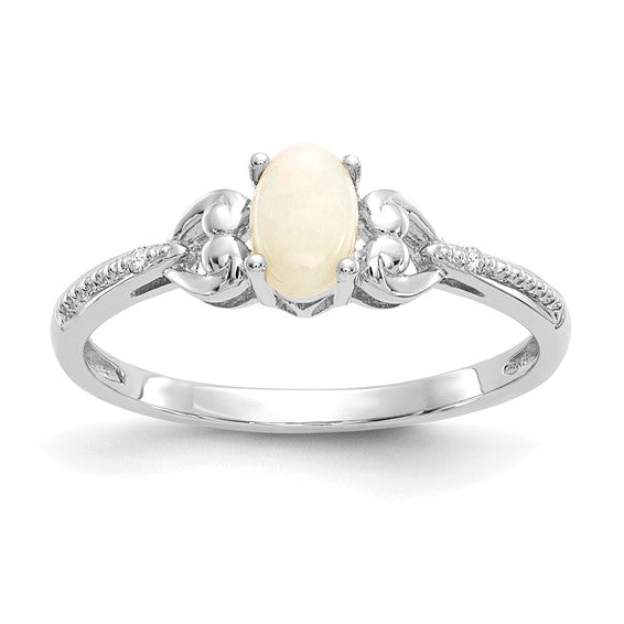 10k Gold Genuine Oval Gemstone Diamond Accented Hearts Rings- Sparkle & Jade-SparkleAndJade.com 10XB295