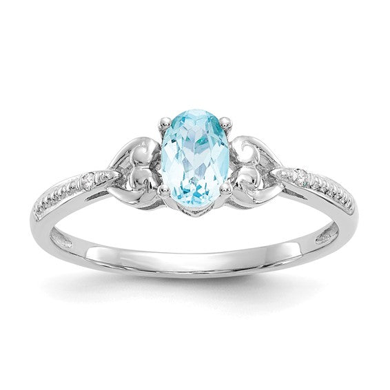 10k Gold Genuine Oval Gemstone Diamond Accented Hearts Rings- Sparkle & Jade-SparkleAndJade.com 10XB297