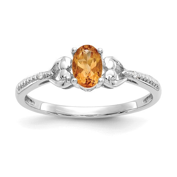 10k Gold Genuine Oval Gemstone Diamond Accented Hearts Rings- Sparkle & Jade-SparkleAndJade.com 10XB296