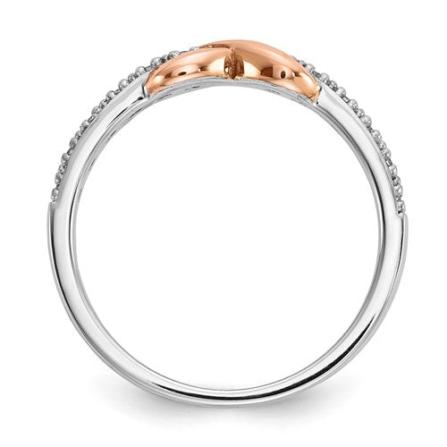 10k Rose Gold and Sterling Silver Diamond Infinity Ring- Sparkle & Jade-SparkleAndJade.com 