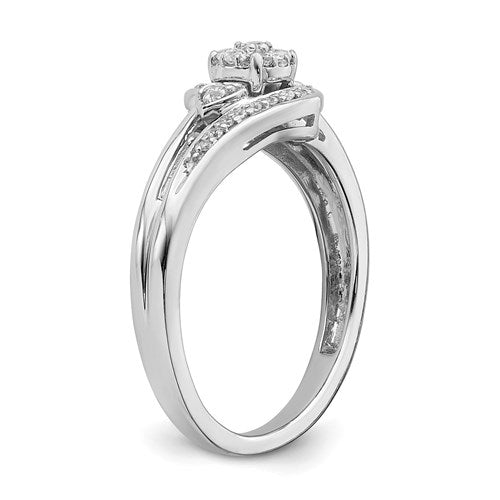 10k White Gold Diamond Cluster Heart Accent Engagement Ring- Sparkle & Jade-SparkleAndJade.com RM6397E-020-0WAA