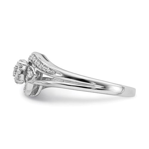 10k White Gold Diamond Cluster Heart Accent Engagement Ring- Sparkle & Jade-SparkleAndJade.com RM6397E-020-0WAA
