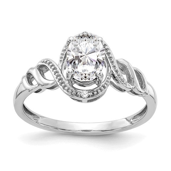 10k White Gold Genuine Oval Gemstone & Diamond Rings- Sparkle & Jade-SparkleAndJade.com 10XB313