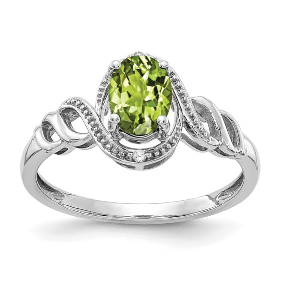 10k White Gold Genuine Oval Gemstone & Diamond Rings- Sparkle & Jade-SparkleAndJade.com 10XB317