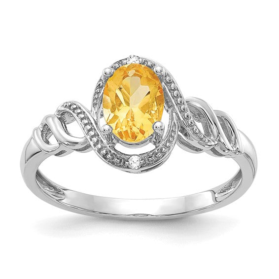 10k White Gold Genuine Oval Gemstone & Diamond Rings- Sparkle & Jade-SparkleAndJade.com 10XB320