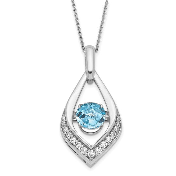 10k White Gold Vibrant Blue Topaz and Diamond 18" Necklace- Sparkle & Jade-SparkleAndJade.com PXS2946/BT-0WAAB