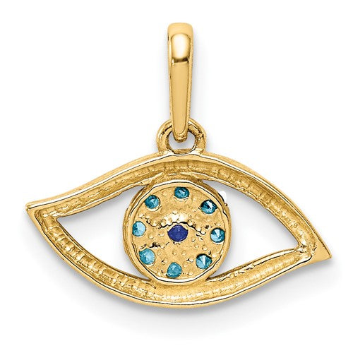 10k Yellow Gold Blue CZ Eye Pendant- Sparkle & Jade-SparkleAndJade.com 10YC1362