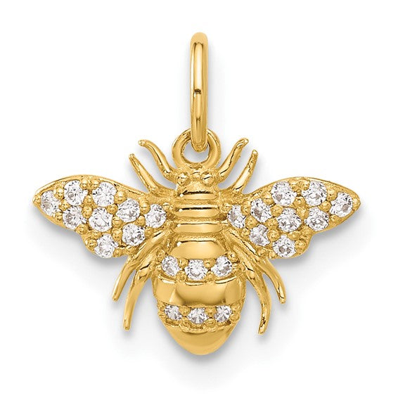 Sparkling Bee Dangle Charm, Gold plated