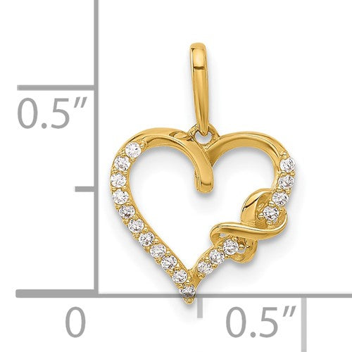 10k Yellow Gold Clear CZ Heart with Infinity Pendant- Sparkle & Jade-SparkleAndJade.com 10C1479