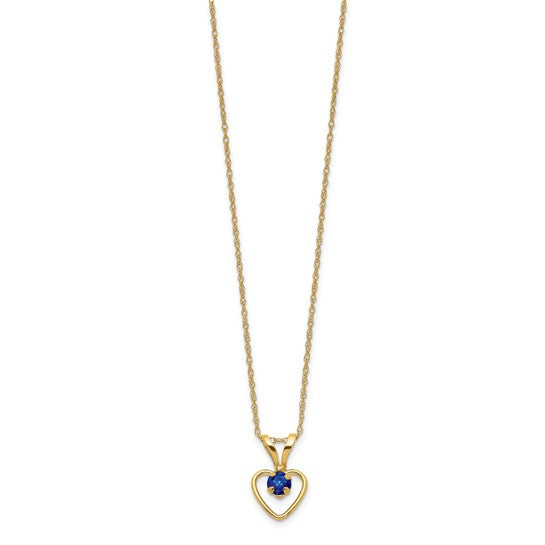 10k or 14k Gold Children's Natural Birthstone Petite Heart 15" Necklace- Sparkle & Jade-SparkleAndJade.com 10GK411-15