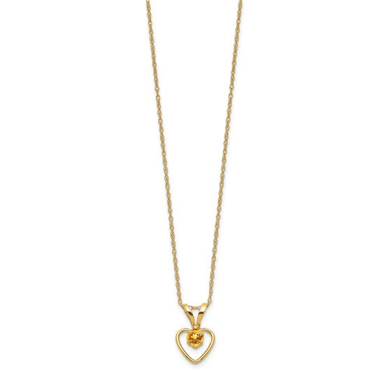 10k or 14k Gold Children's Natural Birthstone Petite Heart 15" Necklace- Sparkle & Jade-SparkleAndJade.com 10GK413-15