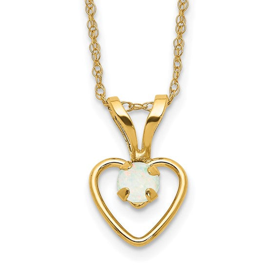 10k or 14k Gold Children's Natural Birthstone Petite Heart 15" Necklace- Sparkle & Jade-SparkleAndJade.com 