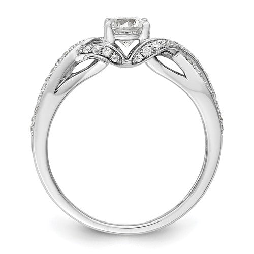 10k or 14k White Gold Lab Grown Diamond SI1/SI2, G H I, Twist Design Complete Engagement Ring- Sparkle & Jade-SparkleAndJade.com 