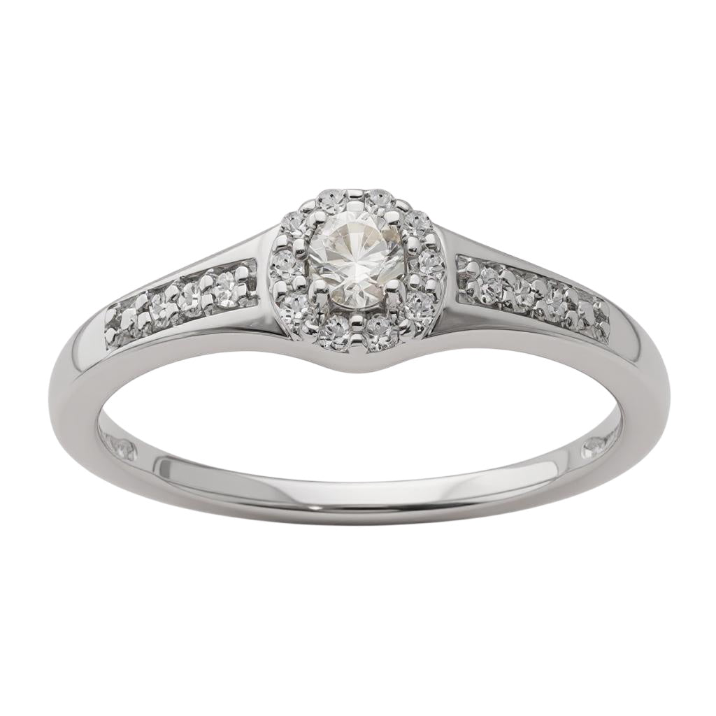 10k White Gold Lab-Grown Diamond Halo Cluster Promise Engagement Ring- Sparkle & Jade-SparkleAndJade.com 