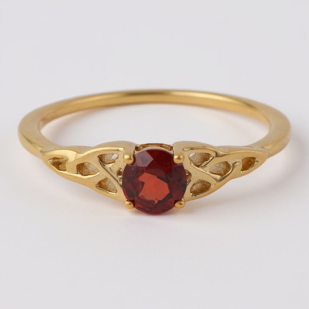 10k or 14k Gold 4.5mm Round Gemstone Celtic Knot Side Rings- Sparkle & Jade-SparkleAndJade.com 