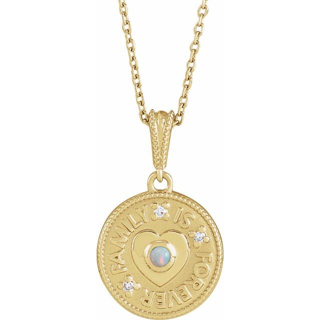 14K Gold Gemstone & .02 CTW Natural Diamond Family is Forever 16-18" Necklace- Sparkle & Jade-SparkleAndJade.com 88432:134:P
