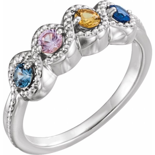 Beaded Swirl Round Mother's Family Birthstone Ring- Sparkle & Jade-SparkleAndJade.com 71785