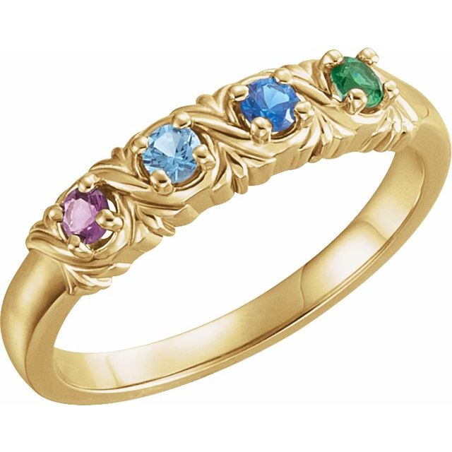 Round Mother's Family Birthstone Ring- Sparkle & Jade-SparkleAndJade.com 