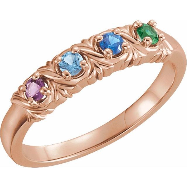 Round Mother's Family Birthstone Ring- Sparkle & Jade-SparkleAndJade.com 