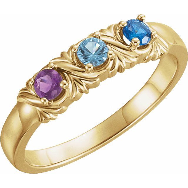 Round Mother's Family Birthstone Ring- Sparkle & Jade-SparkleAndJade.com 