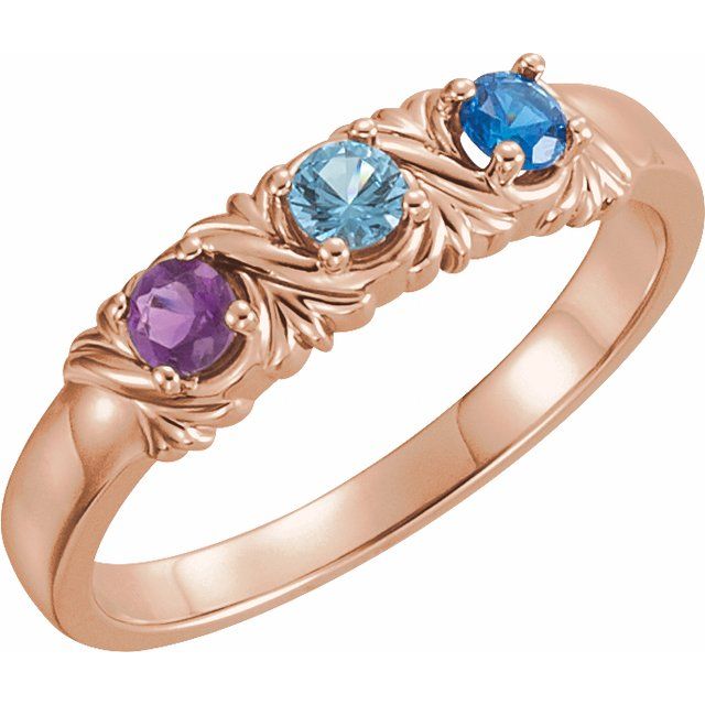 Round Mother's Family Birthstone Ring- Sparkle & Jade-SparkleAndJade.com 