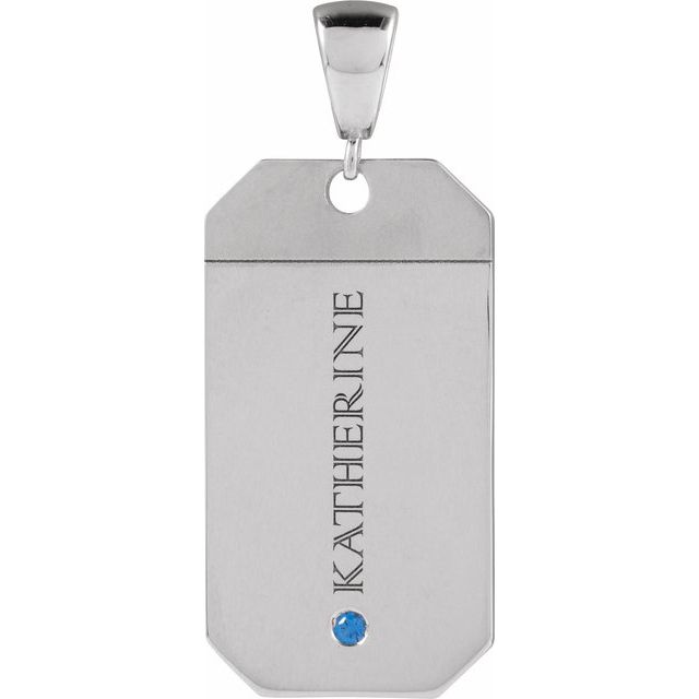 Family Birthstone Engraved Dog Tag Pendant - Main Image
