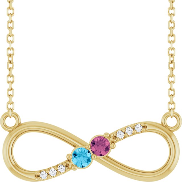 Diamond Accented Infinity Mother's Family Birthstone Necklace- Sparkle & Jade-SparkleAndJade.com 88664