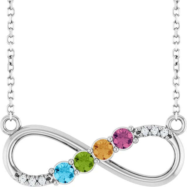 Diamond Accented Infinity Mother's Family Birthstone Necklace- Sparkle & Jade-SparkleAndJade.com 88664