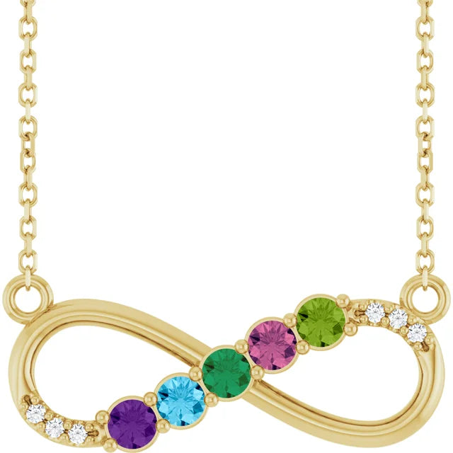 Family birthstone necklace gold online