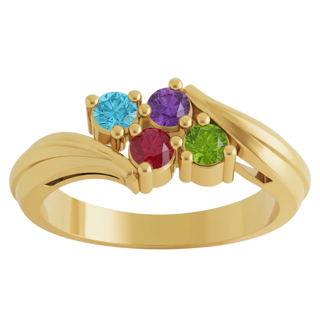 Diagonal Set Mother's Family Birthstone Ring- Sparkle & Jade-SparkleAndJade.com 