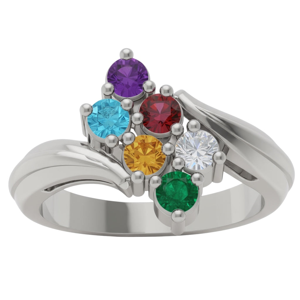Diagonal Set Mother's Family Birthstone Ring- Sparkle & Jade-SparkleAndJade.com 