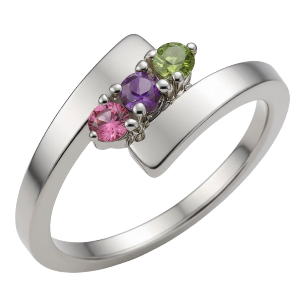 ByPass Mother's Family 2.7mm Round Stone Birthstone Ring- Sparkle & Jade-SparkleAndJade.com 