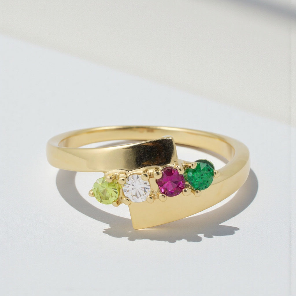 ByPass Mother's Family 2.7mm Round Stone Birthstone Ring- Sparkle & Jade-SparkleAndJade.com 