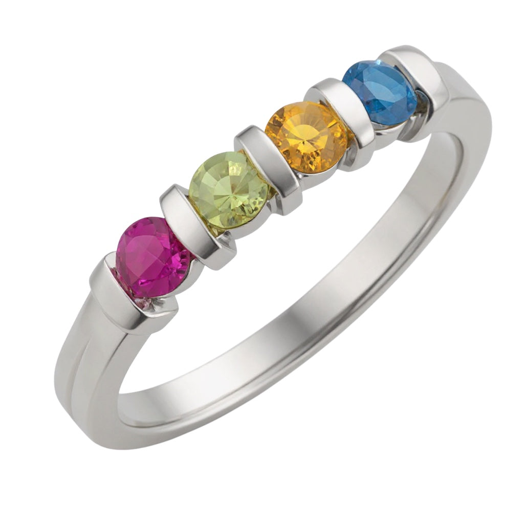 Channel Set Round Mother's Family Birthstone Ring- Sparkle & Jade-SparkleAndJade.com 