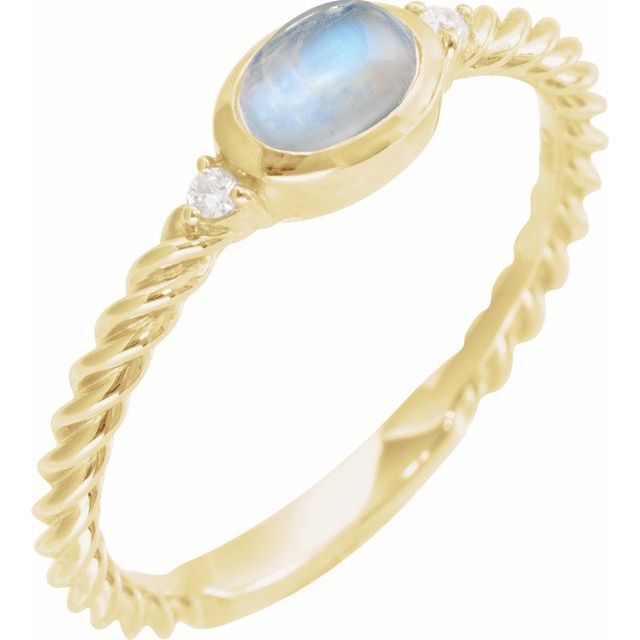 14K Yellow Gold Natural Rainbow Moonstone & .03 CTW Natural Diamond Cabochon Ring (Copy)- Sparkle & Jade-SparkleAndJade.com 72420:119:P