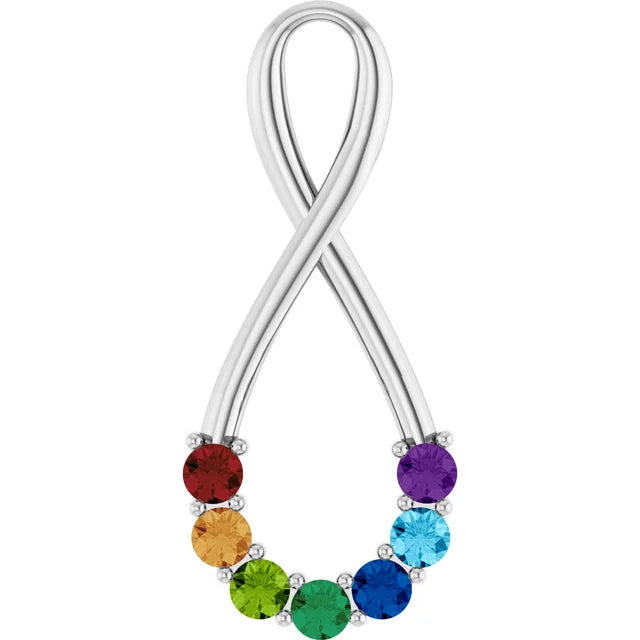Vertical Infinity Mother's Family Birthstone Pendant or Necklace- Sparkle & Jade-SparkleAndJade.com 